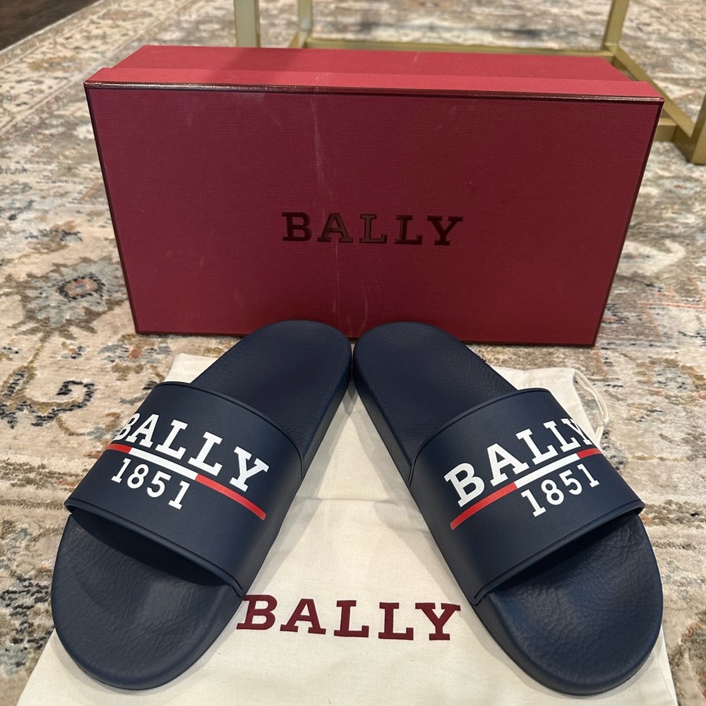 Bally Dark Blue Slides with Logo